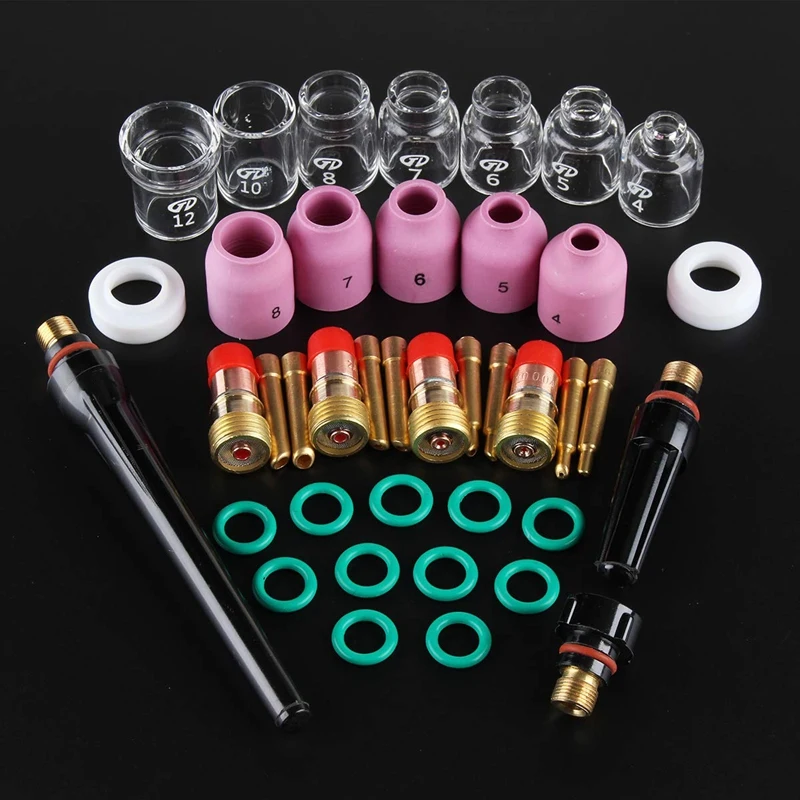 41Pcs/Lot TIG Welding Torch Nozzle Ring Cover Gas Lens Glass Cup Kit for WP17/18/26 Welding Accessories Tool Kit Set 41Pcs/Lot TIG Welding Torch Nozzle Ring Cover Gas Lens Glass Cup Kit for WP17/18/26 Welding Accessories Tool Kit Set