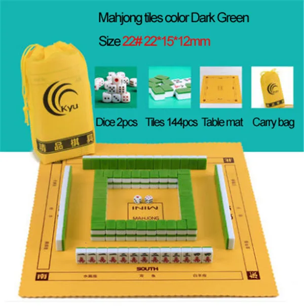 22mm green no box Горячие Мини маджонг портативный складной деревянный коробки Majiang набор настольная игра Mah-jong путешествия настольная игра Крытый развлечения - Цвет: 22mm green no box