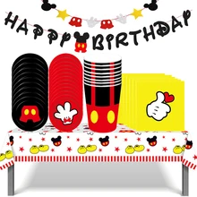 Mickey Mouse Party 1st Birthday Disposable Tableware Decoration Anniversaire Fille For Baby Baptism Party Cake Paper Plate Decor