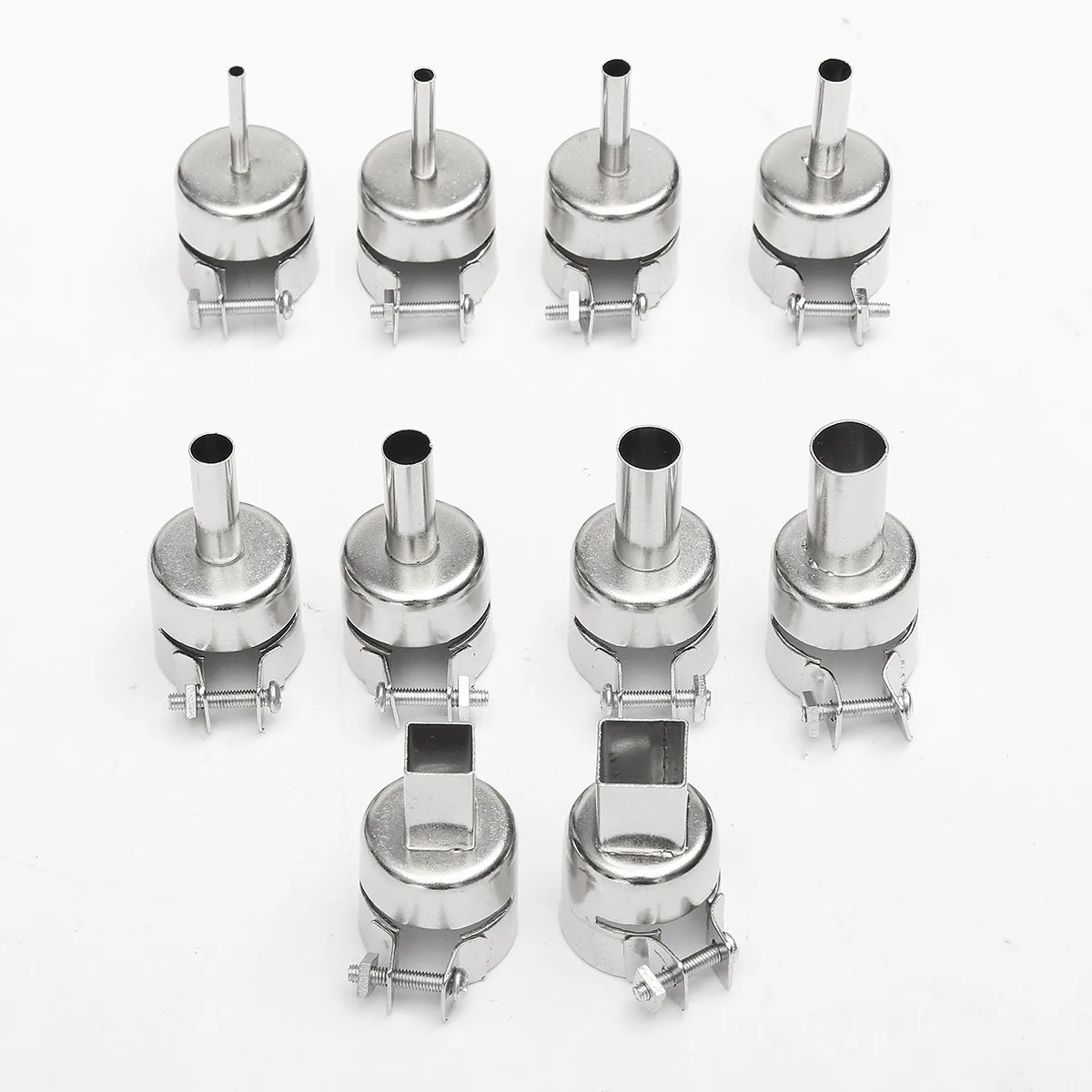 

JIGUOOR 10pcs 3/4/5/6/7/8/10/12mm Heat Gun Nozzles Heat Air Guns Nozzle for 850 Hot Air Soldering Station