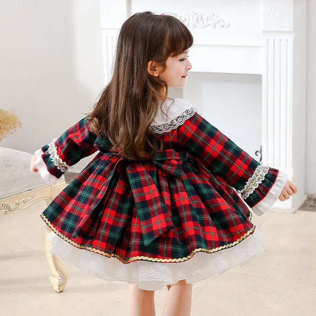 Miayii BabyClothing Spanish Lolita Vintage Plaid Lace Mesh Ball Gown Birthday Party Easter Princess Dress For Girls Y3795 2