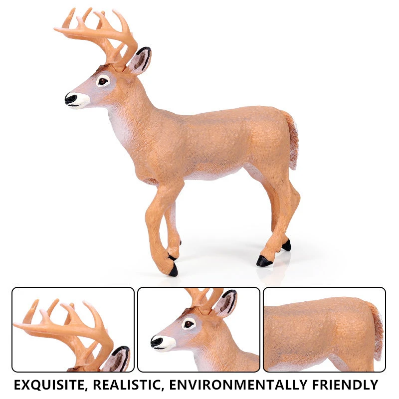 Детская сплошная симуляция дикой природы, Модель оленя, желтый белый хвост, олень, лось, Рождественский олень, коллекционные подарки