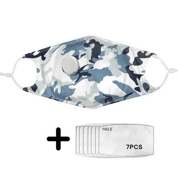 

Classic Camouflage Pattern Mouth Masks Non-disposable Soft Elastic Women Mask on face with Filters Breathing Valve Girls Masque