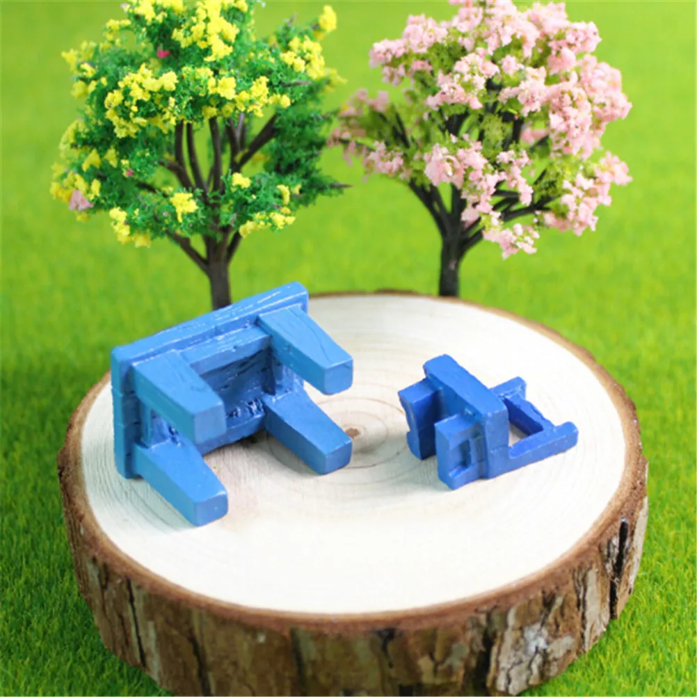 2pcs/lot Miniature Desk Chair Figures Decoration For Mini Fairy Garden Aquarium Fish Tank Animal Statue Resin Craft