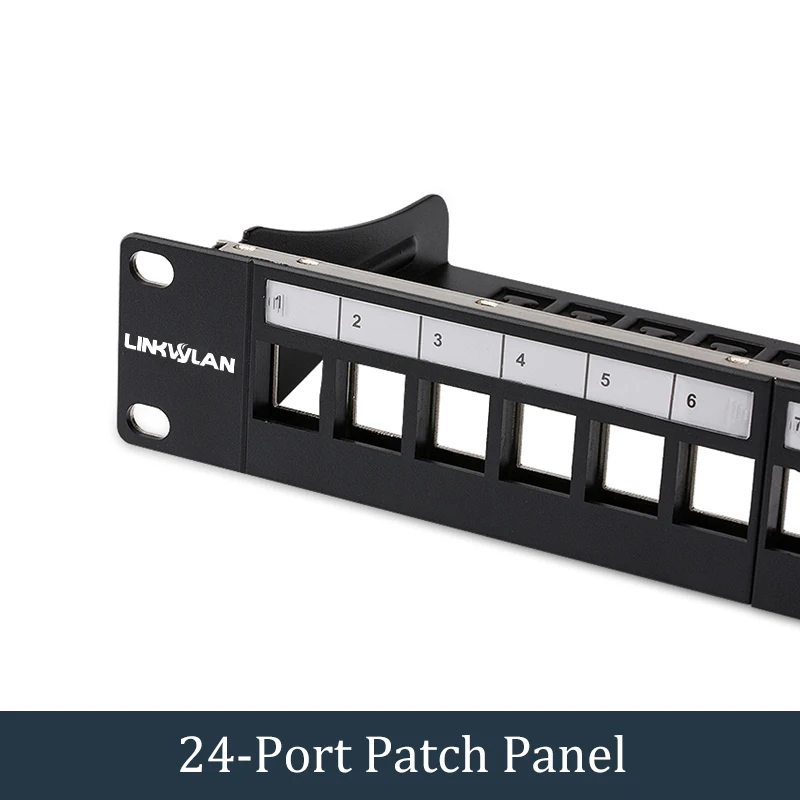 19 дюймовая Модульная патч панель Cat6 с 24 портами включая гнезда Keystone jack RJ45 без
