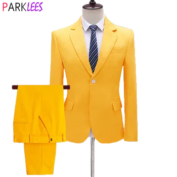 

Yellow Dress Suit Men 2020 Brand New SIngle Button Peak Lapel Tuxedo Suits Mens Slim Fit Wedding Groom Costume Mariage Homme 5XL