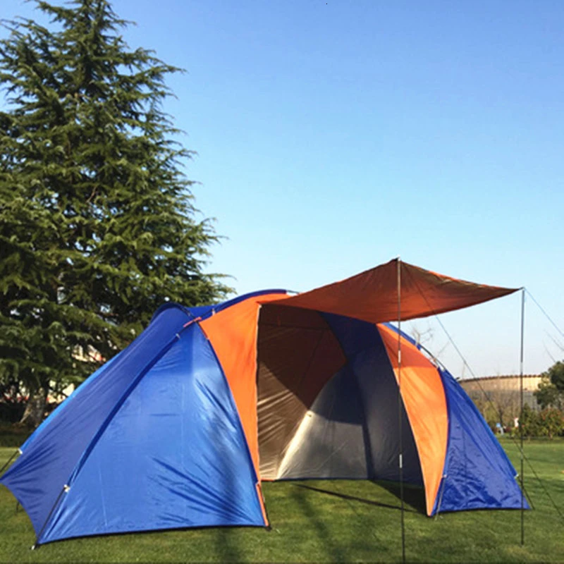 5-8 человек Кемпинг большая палатка двойной слой водонепроницаемый две палатка для спальни Кемпинг Туризм Рыбалка Охота Открытый семейные вечерние палатки