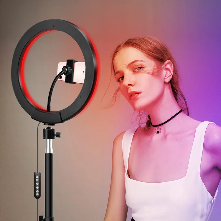 Светодиодный кольцевой светильник RGB 10 дюймов с триподом приглушаемая кольцевая
