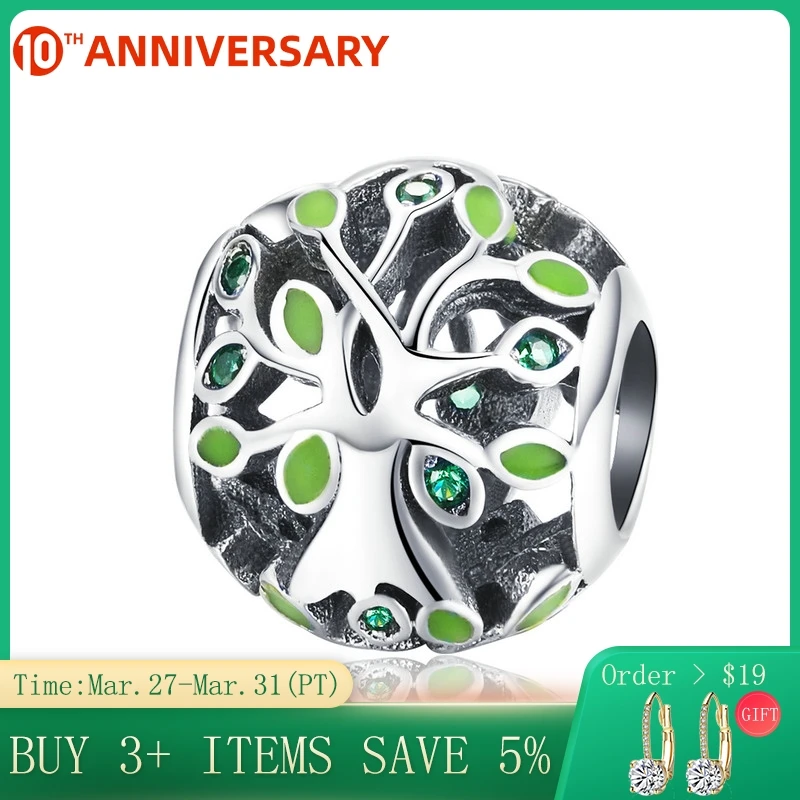 

CodeMonkey Authentic 925 Sterling Silver Family Tree of Life Beads Tree Leaves Charms Fit Charm Bracelets DIY Jewelry CMC994
