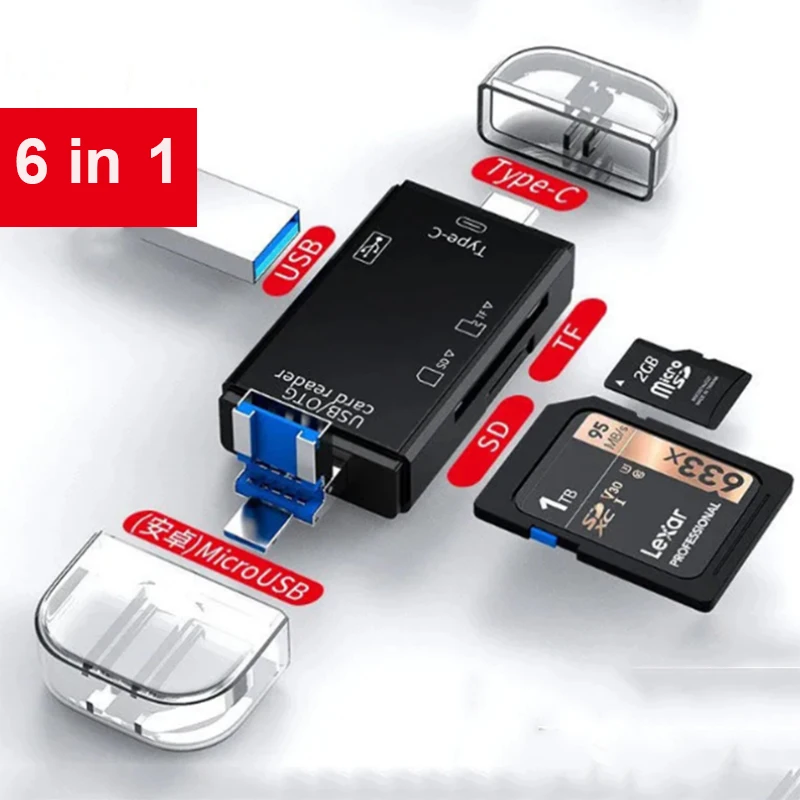 Устройство для чтения SD-карт USB C кардридер 6 в 1 2 0 TF/Mirco SD смарт-устройство карт