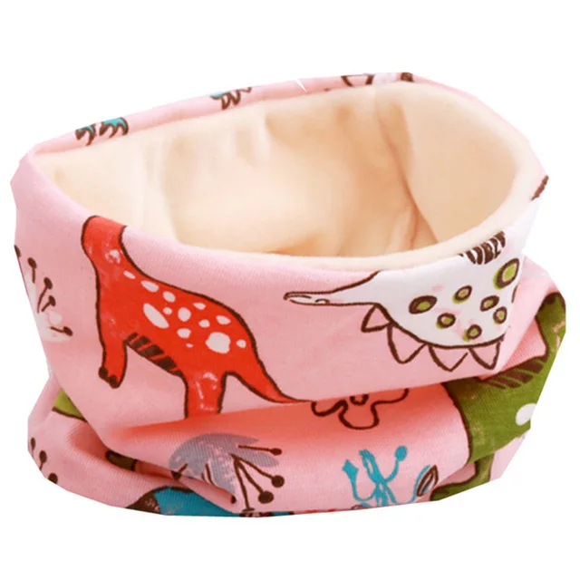 Зимний шарф для маленьких девочек, хлопковый нагрудник для новорожденных, с принтом звезд, для детей, для мальчиков, с воротником, Осенний детский шарф, детский шарф, бандана - Color: plush dinosaur pink