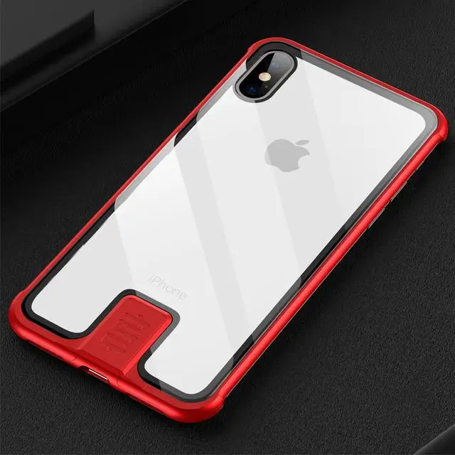 Чехол для Iphone Xs Max Xr Xs X 9h твердость прозрачное закаленное стекло Алюминиевый металлический чехол для Iphone 7 8/Plus Тонкий чехол s - Color: Red