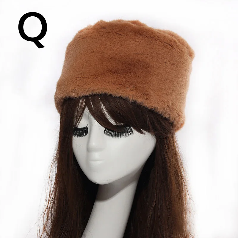 Women Hats Lady Russian Tick Fluffy Imitation Fox Fur Hat Headband Winter Earwarmer Ski Hat Female Hats For Autumn winter - Цвет: Q