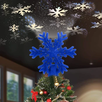 

Christmas Tree Decorations Snowflake Projector Christmas Tree Topper Light LED Rotating Snowflake Blue Glitter Xmas Decoration