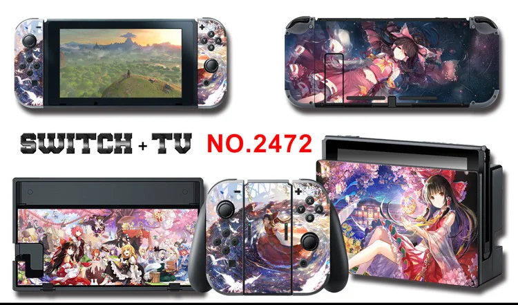 1set New Cute Anime Full Body Sticker for NS Switch Protective Cover Skin Colorful Art for Game Console Joy-Con Controller Decor