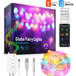 Tuya Smart LED String Lights Music Sync Dreamcolor Fairy Lamp Garland for Home Christmas New Year's Party Decor Festoon Lighting