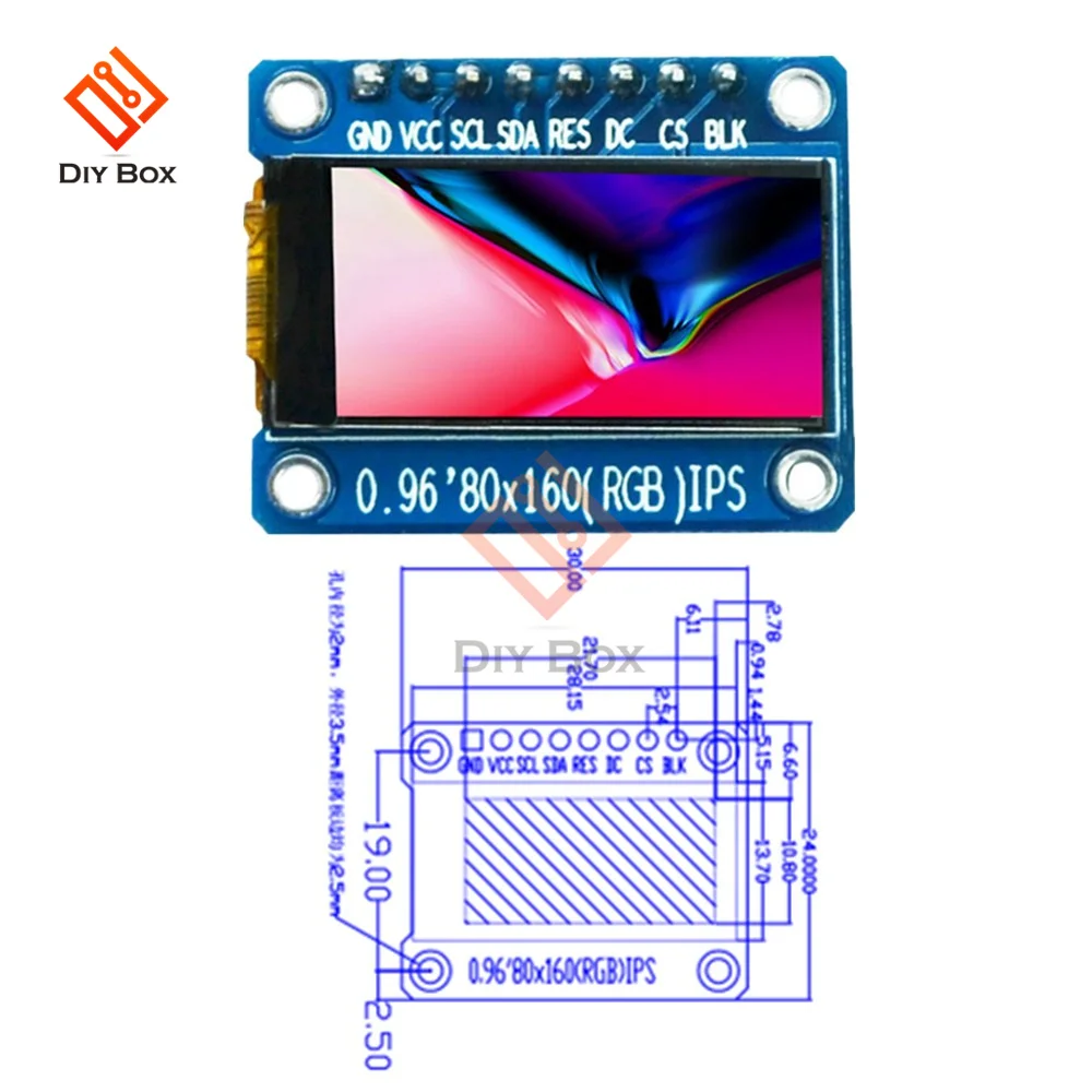0.96 ġ IPS LCD ÷ , Ǯ ÷ ũ ST7735S ̹ SPI  ̽ 3.3V arduino