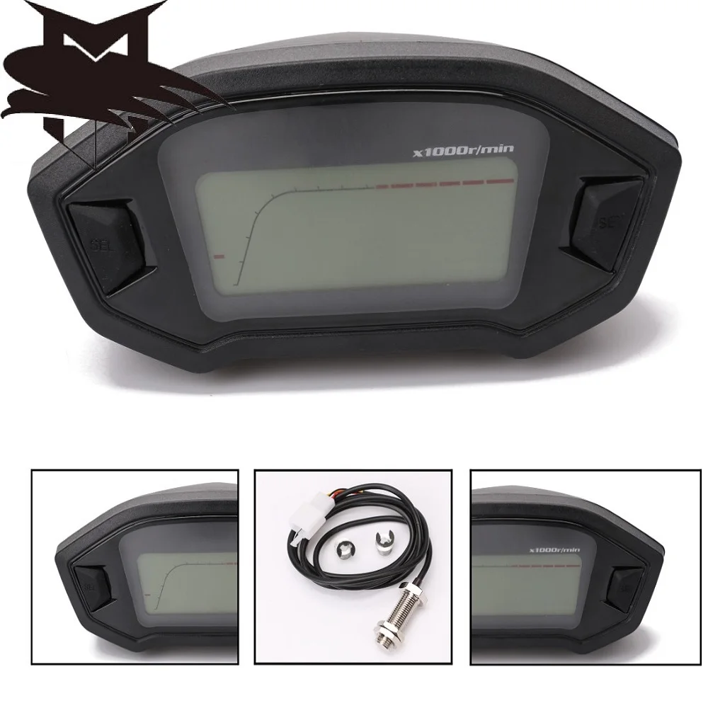 12V Universal Motorcycle LCD Digital 13000rpm Speedometer Backlight Motorcycle Odometer Waterproof sun-proof r30