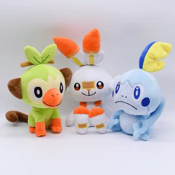 

Pokemon 3pcs/set Dolls Stuffed Shield Sword Grookey Sobble Scorbunny Plush Figure Toy 18cm