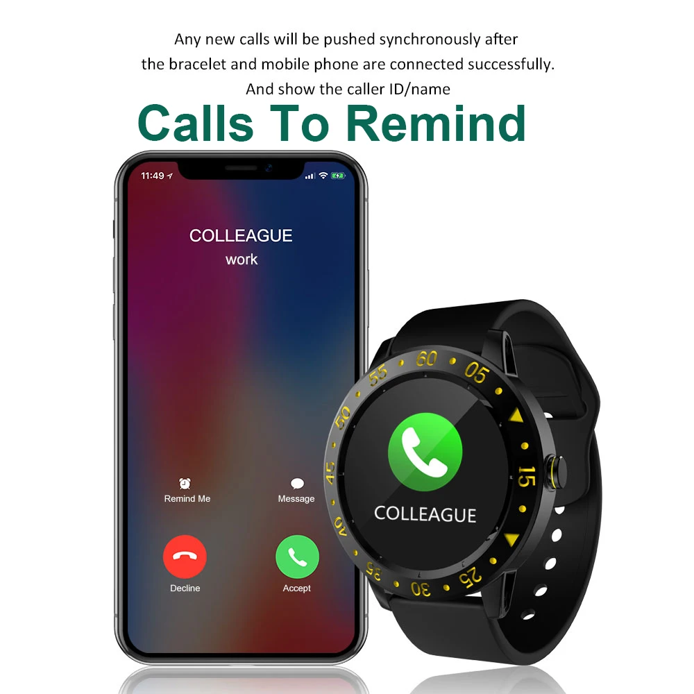 Smart Watch Full Round Touch Screen Support Sport Heart Rate Monitor sports fitness Bluetooth SmartWatch For IOS Android