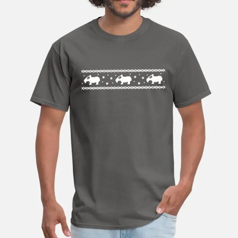 Men-Charcoal Create Xmas Tapir вязаная стильная теплая Милая футболка для зимних ночей женская футболка с круглым вырезом для отдыха мужская футболка большого размера 3xl 4xl 5xl футболка - Цвет: Men-Charcoal
