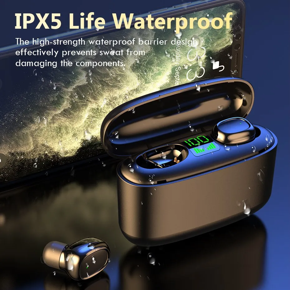 TWS Bluetooth Earphones 5 0 Wireless Headphones Charge Box Sports Waterproof Headset Ear Buds with Microphone for IPhone Android