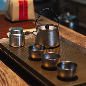 

Naturehike Titanium Tea Kettle Pot with 3 Titanium Cups Tea Strainer , Teapot Set Outdoor Camping Portable Tea Cup NH