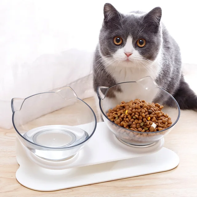 Non-Slip Double Cat Bowl Pet Water Food Feed Dog Bowls Pet Bowl With Inclination Stand Cats Feeder Feeding Bowl Kitten Supplies 1