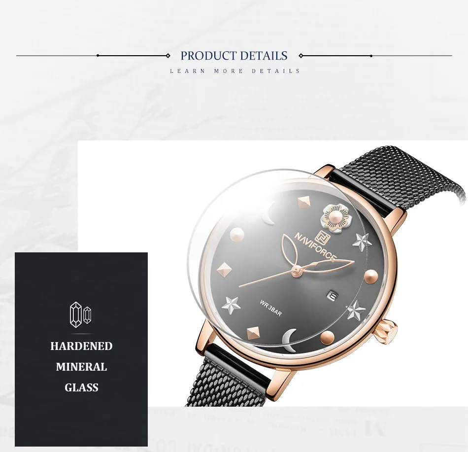 NAVIFORCE Top Brand Luxury Women's Watches Fashion Simple Stylish Stainless Steel Bracelet Ladies Watch Relogio Feminino Gifts (5)
