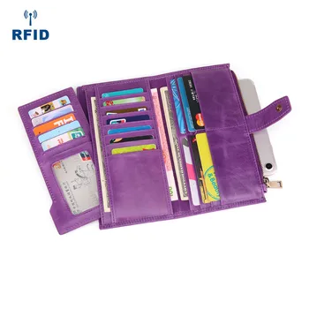 

RFID Blocking Women Wallet Genuine Leather Purse Female Luxury Cow Leather Business Women's Handbag Genuine Leather WALLET R65