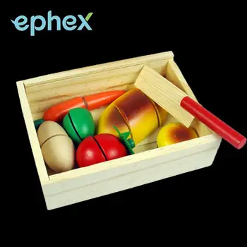 

Kitchen Vegetable Cutting Toy Set Kids Children Pretend Roleplay Learning Wooden