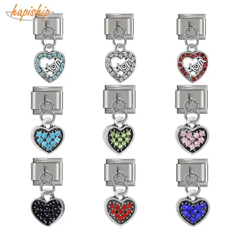 

Hapiship 2018 New 9mm Width Original Daisy Heart Mom Rhinestone Italian Charm Fit Bracelet Stainless Steel Jewelry Making DJ52
