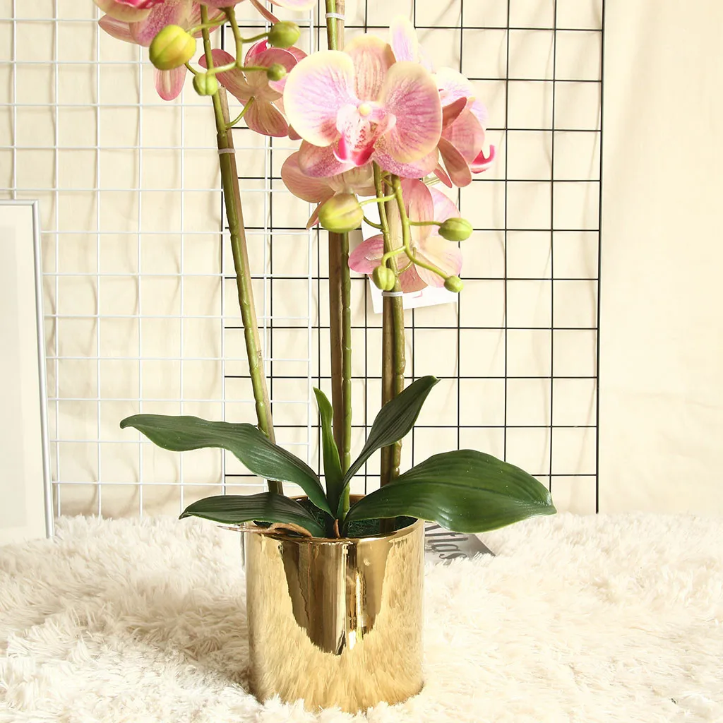 

Artificial Flowers Fake Flowers декор для дома Phalaenopsis Leaf Orchid Artificial Flower Plant Wedding Decoration Free Ship Z5