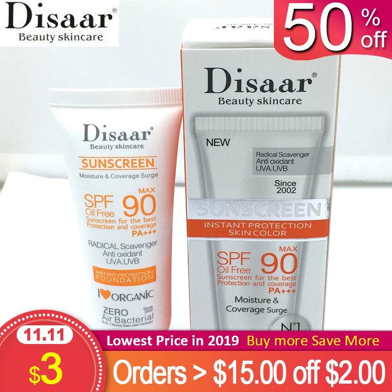 

Disaar Beauty Skin Care Facial Sunscreen Cream Spf Max 90 Oil Free Radical Scavenger Anti Oxidant UVA/UVB 40g Free Shipping
