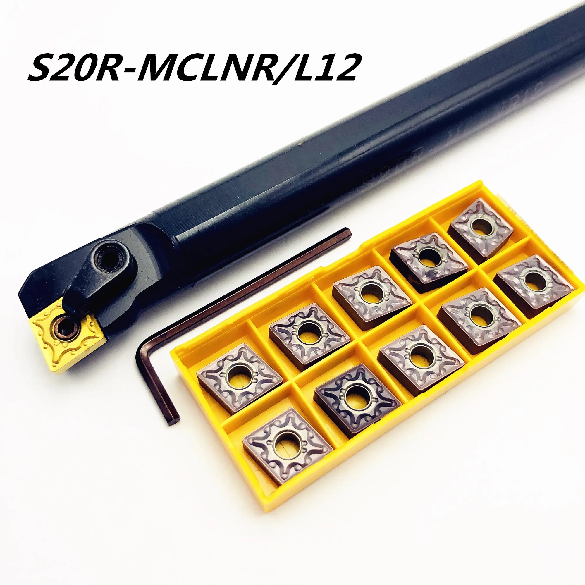CNMG1204 Blade Insert+Wrench S20R-MCLNR12 Boring Bar Holder Lathe Turning Tool