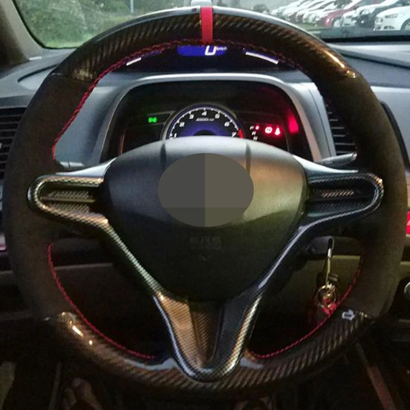 DKCEIS DIY черный мягкий замшевый чехол рулевого колеса автомобиля из углеродного