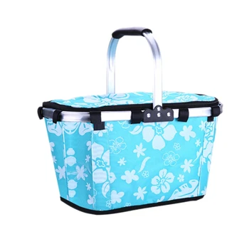 

Foldable Shopping Basket, Reusable Shopping Bag, Picnic Tote, Durable Polyester Fabric and Double-Ended Zipper