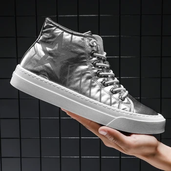 

Flats Microfiber Casual Shoes For Mens Board Man Sneakers High Top Fashion Non-Slip Graffiti Rubber Shoes Designer Outdoor Shoes