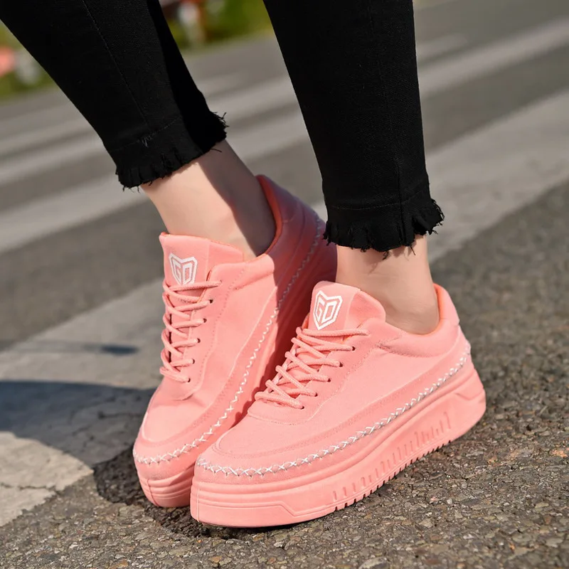 

Spring And Autumn Flat White Canvas Shoes Women's Korean-style Thick Bottomed Lace-up White Shoes Students Cloth Shoes Casual Sh