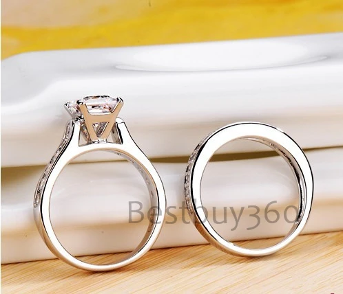 

2 Carat Luxury Quality sona Synthetic Diamond Engagement Ring band Set For Women Bridal Set Wedding Ring Sets (BB)