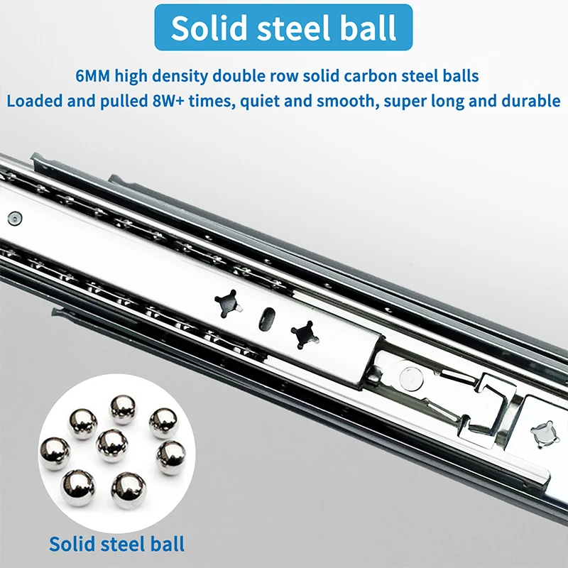 1 Pair Chimptool Locking Draw Track Slides Guide Rail Thicken Rolling Ball Heavy Duty All Extension Can Bear 250Kg Machine Use