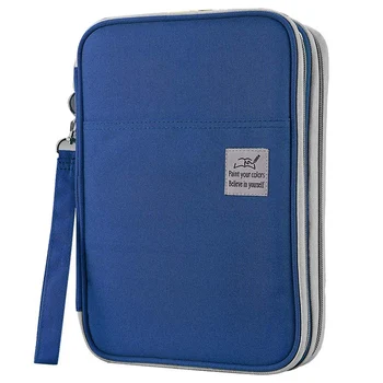 

192 Slots Large Capacity Pencil Bag Case Organizer Cosmetic Bag for Colored Pencil Watercolor Pen Markers(Blue)