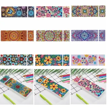 

VODOOL Pencil Box DIY Special Shaped Diamond Painting Pencil Case 2 Grids School Office Stationery Jewelry Storage Box Kids Gift