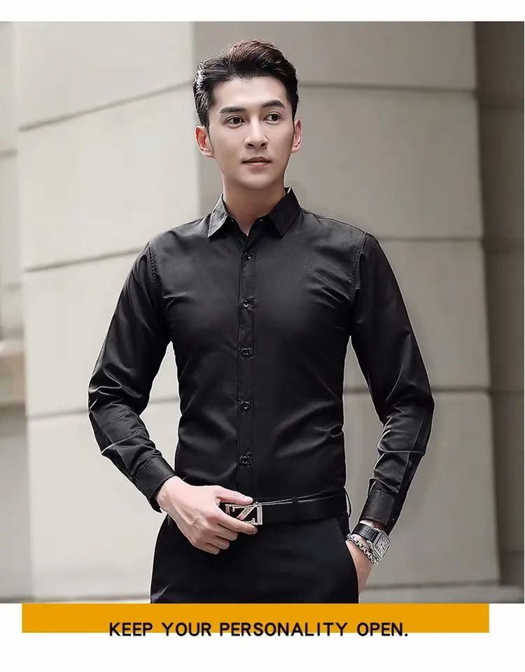 Camisa Masculina, мужские повседневные рубашки, модная Однотонная рубашка с длинным рукавом, приталенные деловые рубашки, Мужская одежда, мужские смокинги