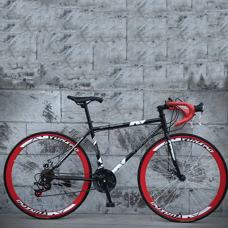 Road Bike Variable Speed Curved Fixed Gear Double Disc Brakes Man and WomenStudents Broken Wind Bicycle