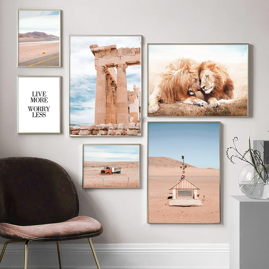 

Lion Desert Car Sky Cloud Quote Landscape Wall Art Canvas Painting Nordic Posters And Prints For Living Room Home Decor Unframed