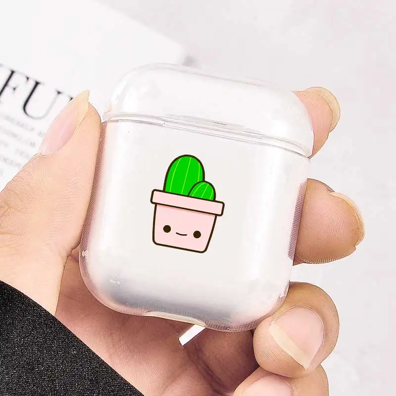 Милый прозрачный Чехол С КАКТУСОМ для Apple Airpods 2 1 креативный чехол s AirPods сумки