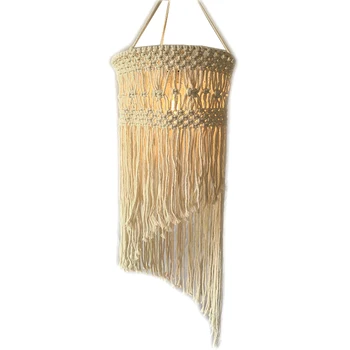 

Bohemian Decor Macrame Tapestry Wall Hanging Hand-Woven Chandelier Lampshade House Model Room Coffee Restaurant Decoration