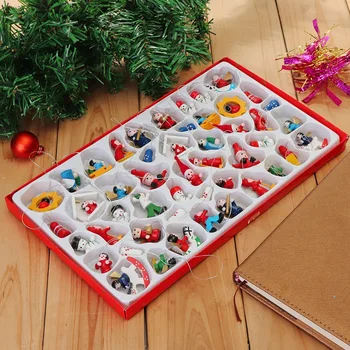 

48 Pcs Traditional Wooden Christmas Tree Decorations Home Hanging Toy Set Lovely Delicate Hotel Restaurant Atmosphere Santa Clau