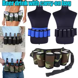 Portable 6 Pack Beer Wine Bottle Beverage Soda Can Holster Drink Waist Bag Party Holder Belt Climbing Camping Hiking Holster